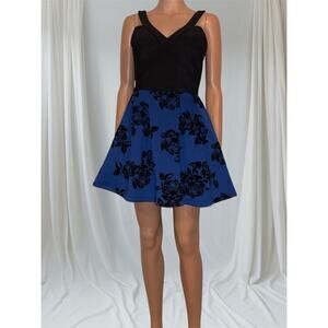 Crystal Doll Black/Blue Floral Party Dress Size 3